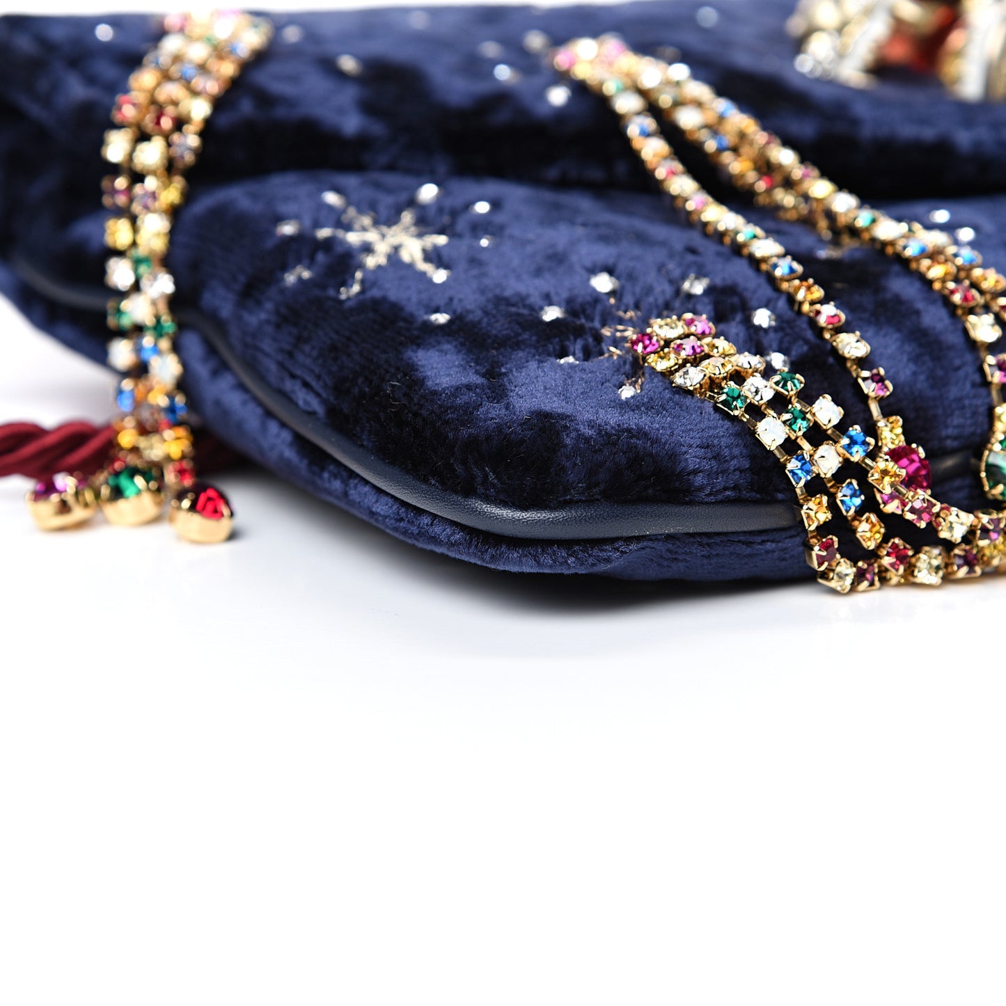 Velvet Embellished Broadway Rajah Tassel Evening Clutch Royal Blue Multicolor