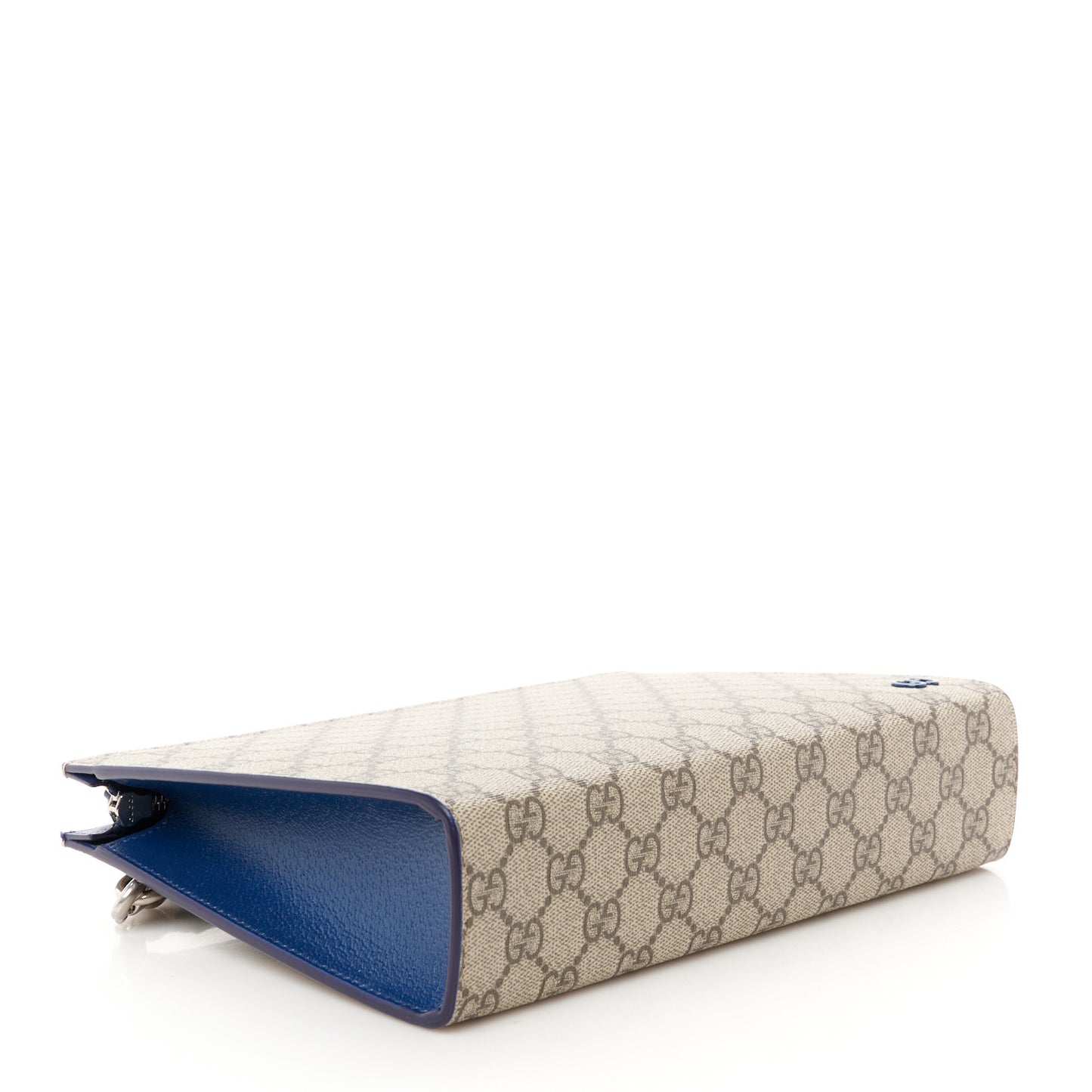 GG Supreme Monogram Bi-Color Small Zip Wristlet Pouch Beige Ebony Royale