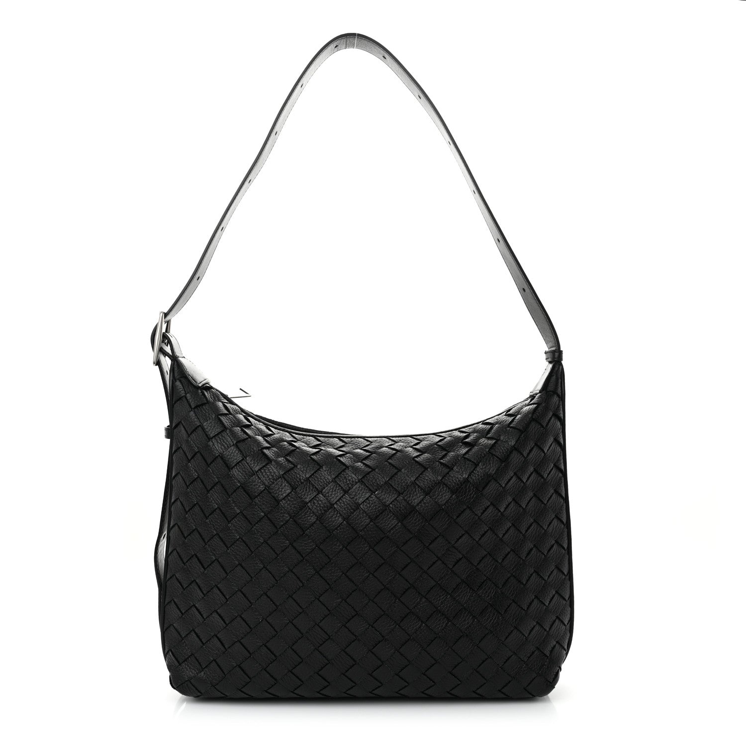Bottega Veneta Deerskin Intrecciato Small Traveler Hobo Black 1 of 11