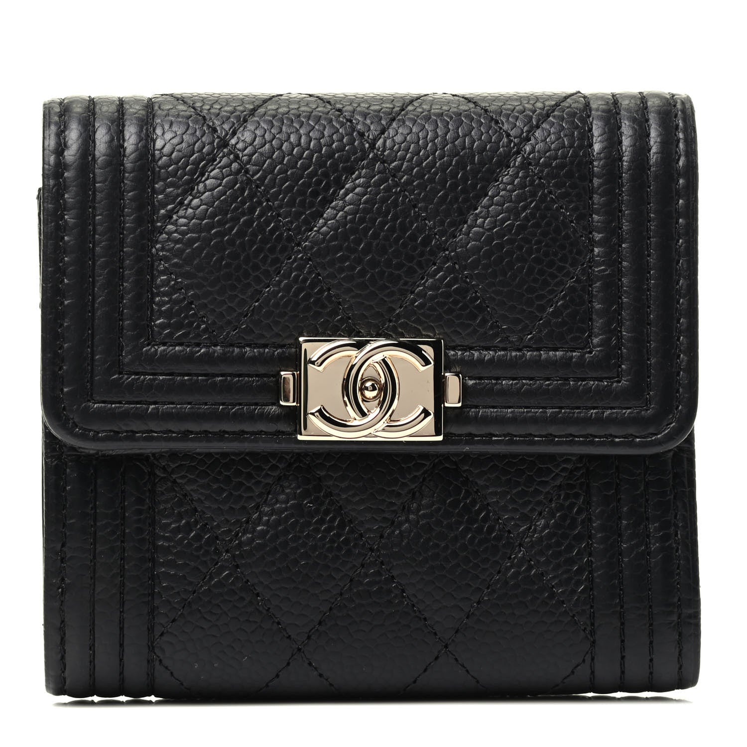 Chanel Caviar Quilted Compact Boy Wallet Black 1 of 3
