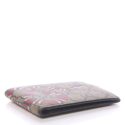 Gucci GG Supreme Monogram Selleria Calfskin Kingsnake Nice Bi-Fold Wallet Beige Ebony Multicolor Black 4 of 7