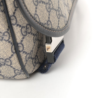 Gucci GG Plus Monogram Medium Double Buckle Flap Messenger Bag Beige Navy 12 of 12