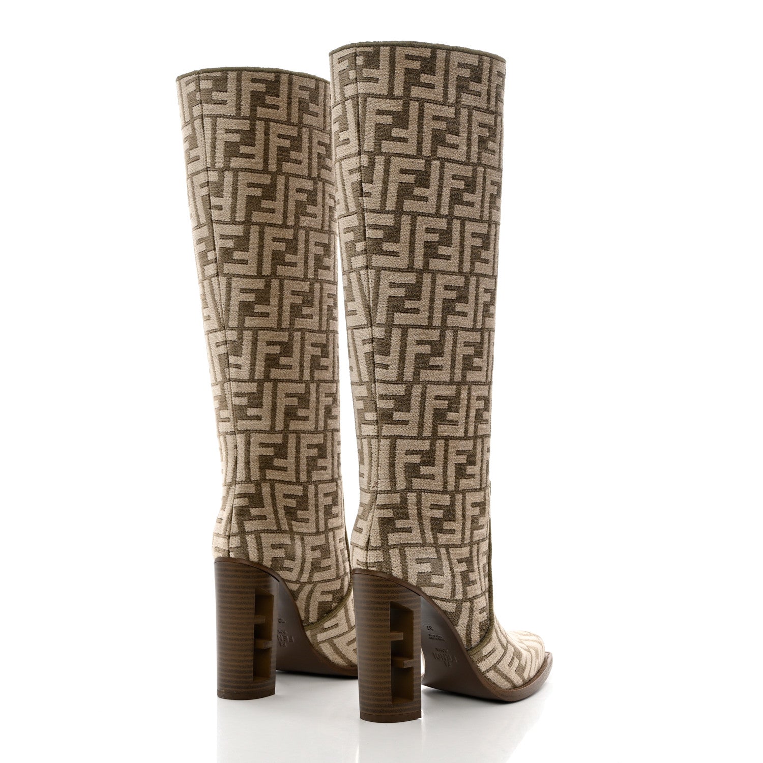 Fendi Chenille Jacquard FF 110mm Knee Boots 37 Tortora Nuvola 4 of 11