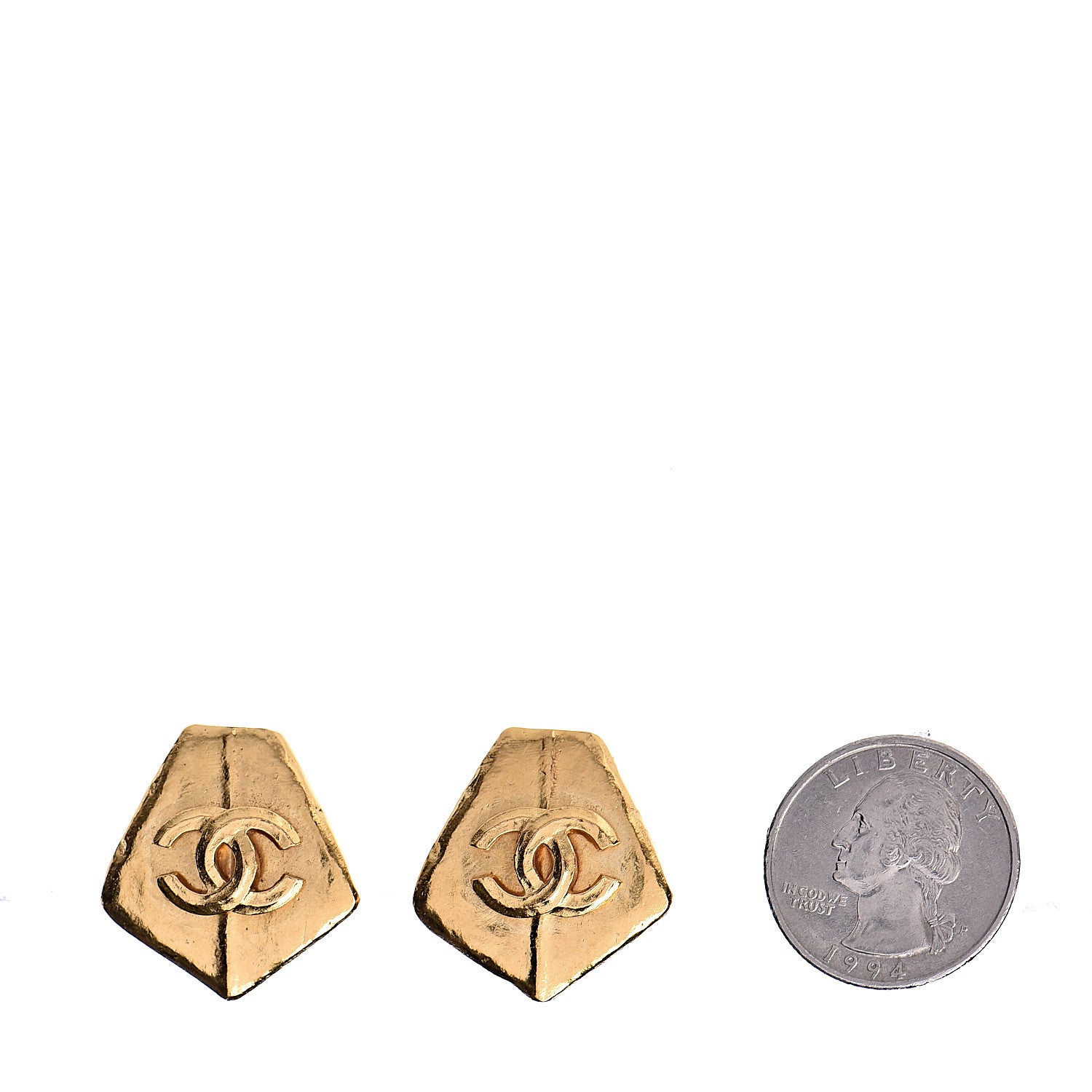 Chanel CC Geometric Clip On Earrings Gold 2 of 4