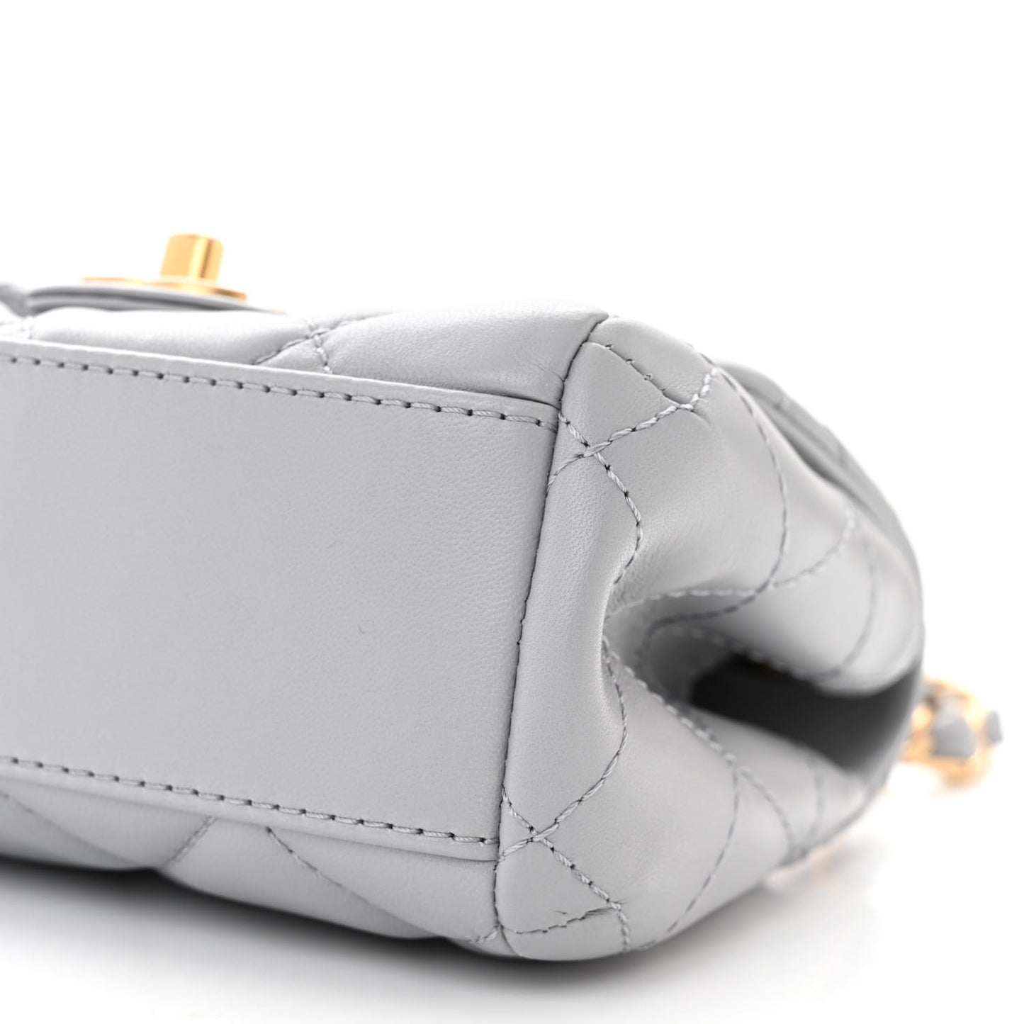 Lambskin Quilted Mini Flap Light Grey