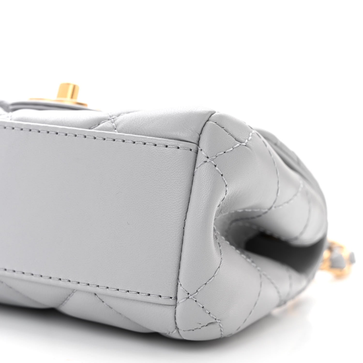 Chanel Lambskin Quilted Mini Flap Light Grey 10 of 11