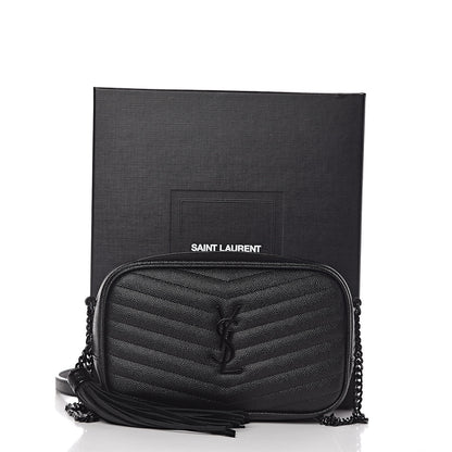 Saint Laurent Grain De Poudre Matelasse Monogram Mini Lou Camera Bag Black 11 of 11