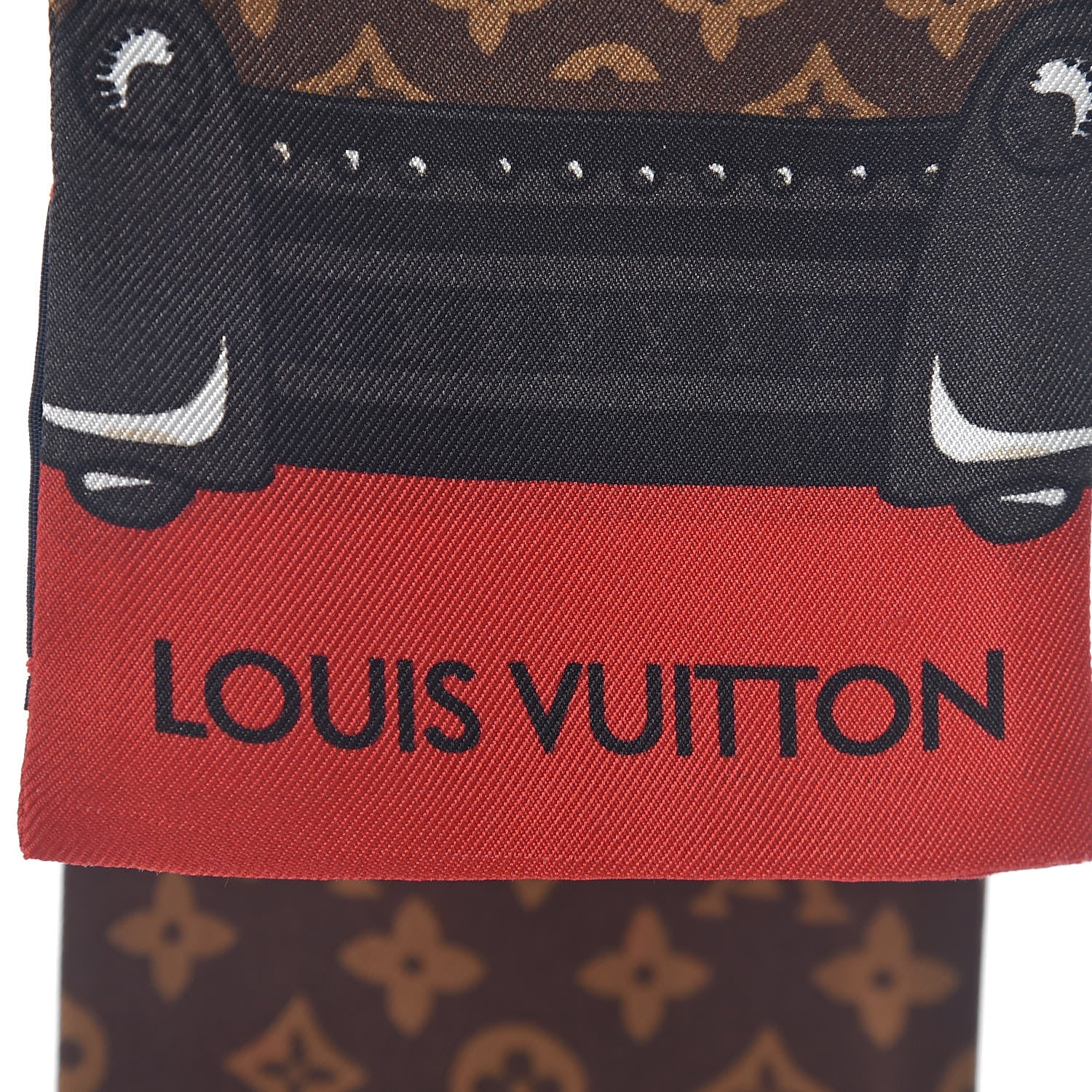 Louis Vuitton Silk Monogram Jaguar Animalle Bandeau Scarf Marron 3 of 5