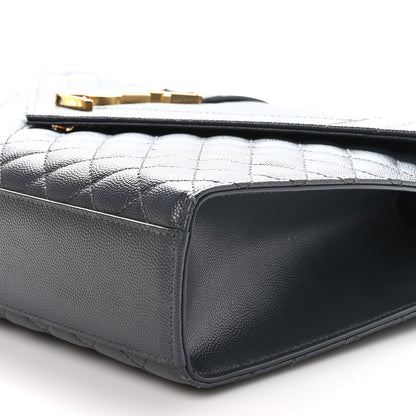 Saint Laurent Grain De Poudre Textured Mixed Matelasse Large Triquilt Monogram Satchel Dark Smog 10 of 10