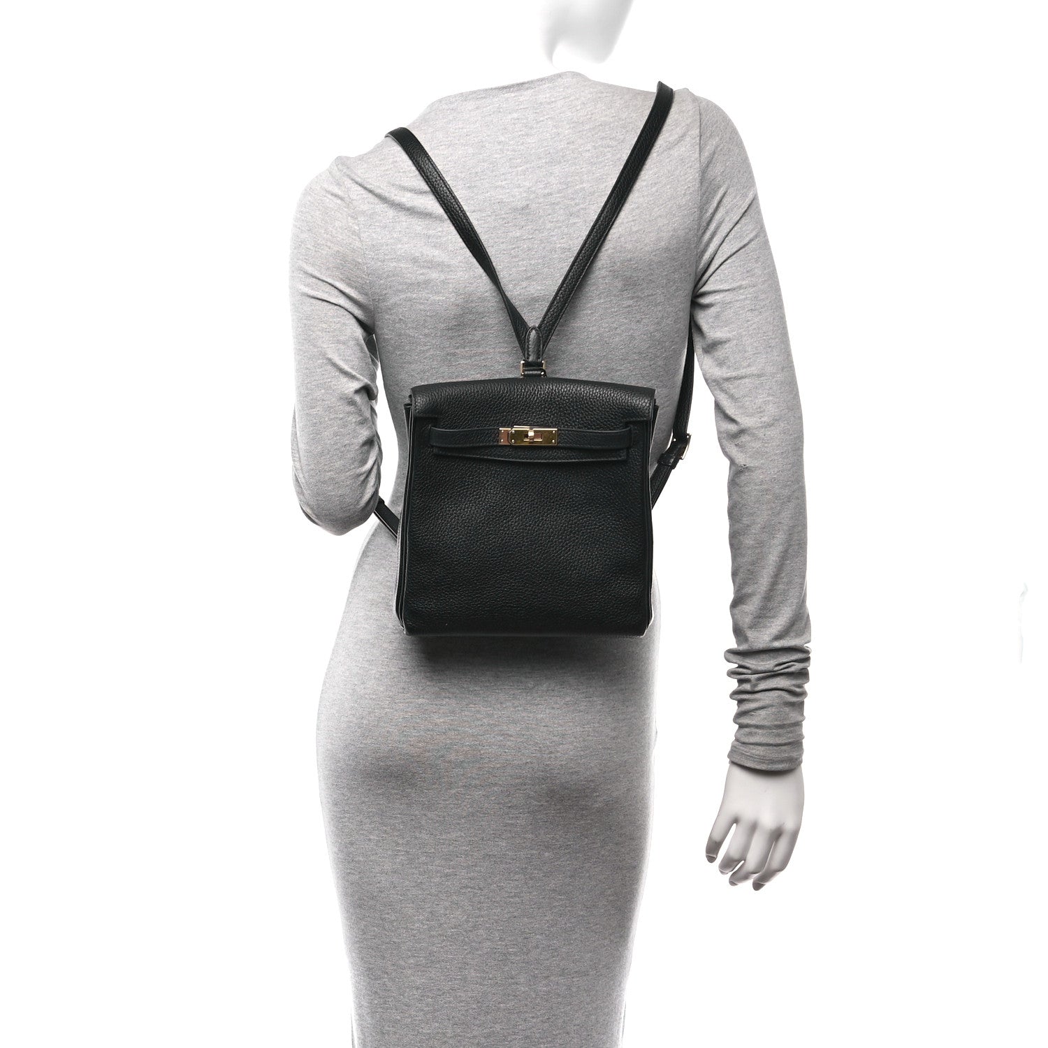 Hermes Taurillon Clemence Kelly Ado Backpack Black 2 of 10