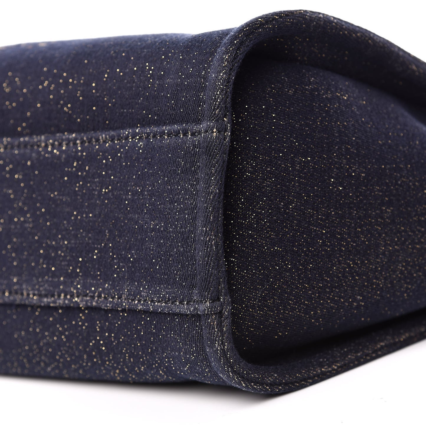 Lurex Canvas Small Deauville Tote Navy Blue Gold