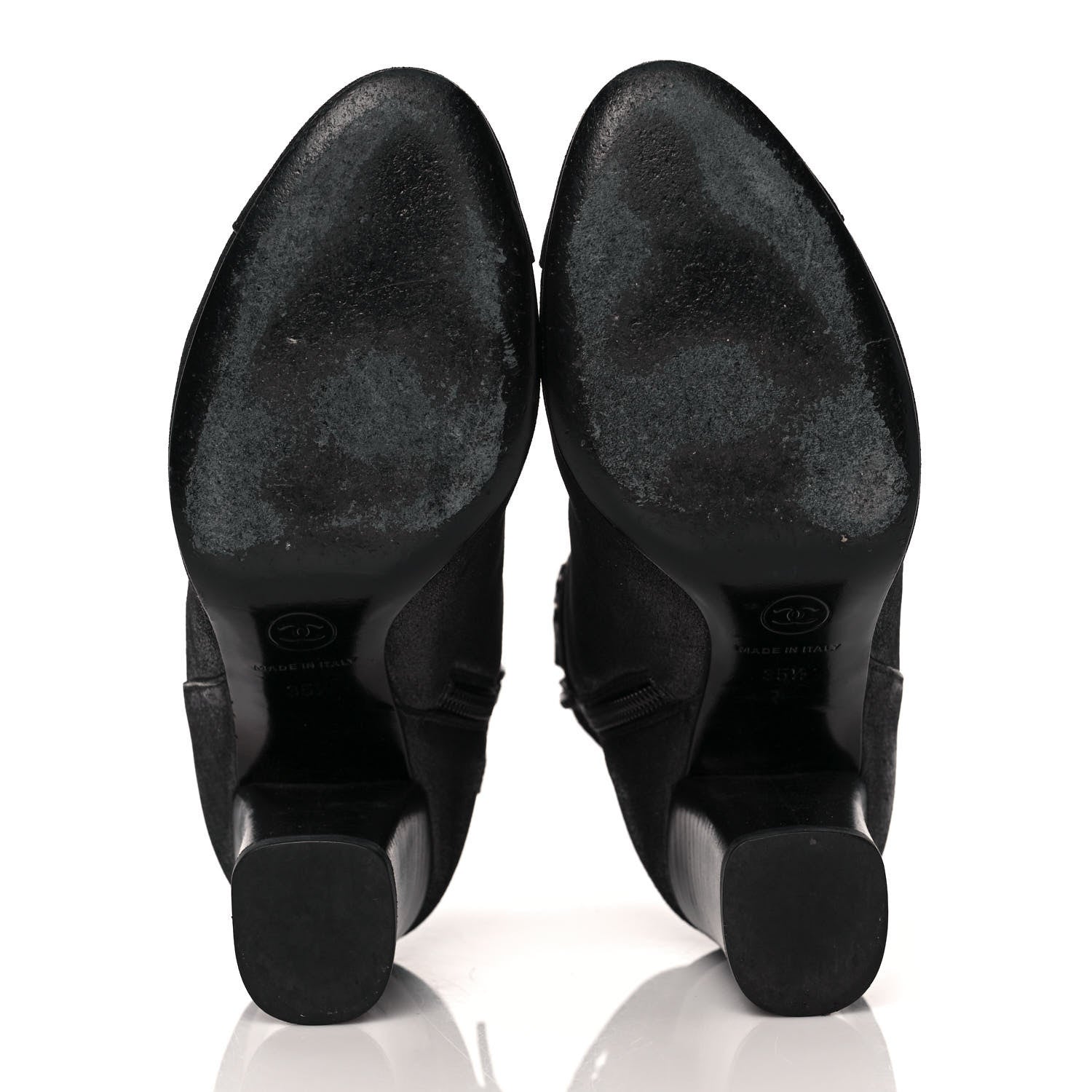 Chanel Suede CC Ankle Boots 35.5 Black 5 of 8