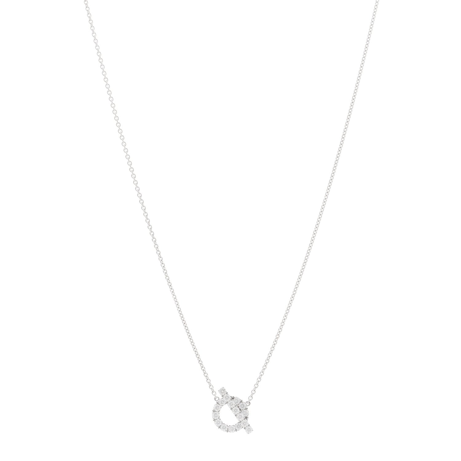 Hermes 18K White Gold Diamond Finesse Pendant Necklace 1 of 6
