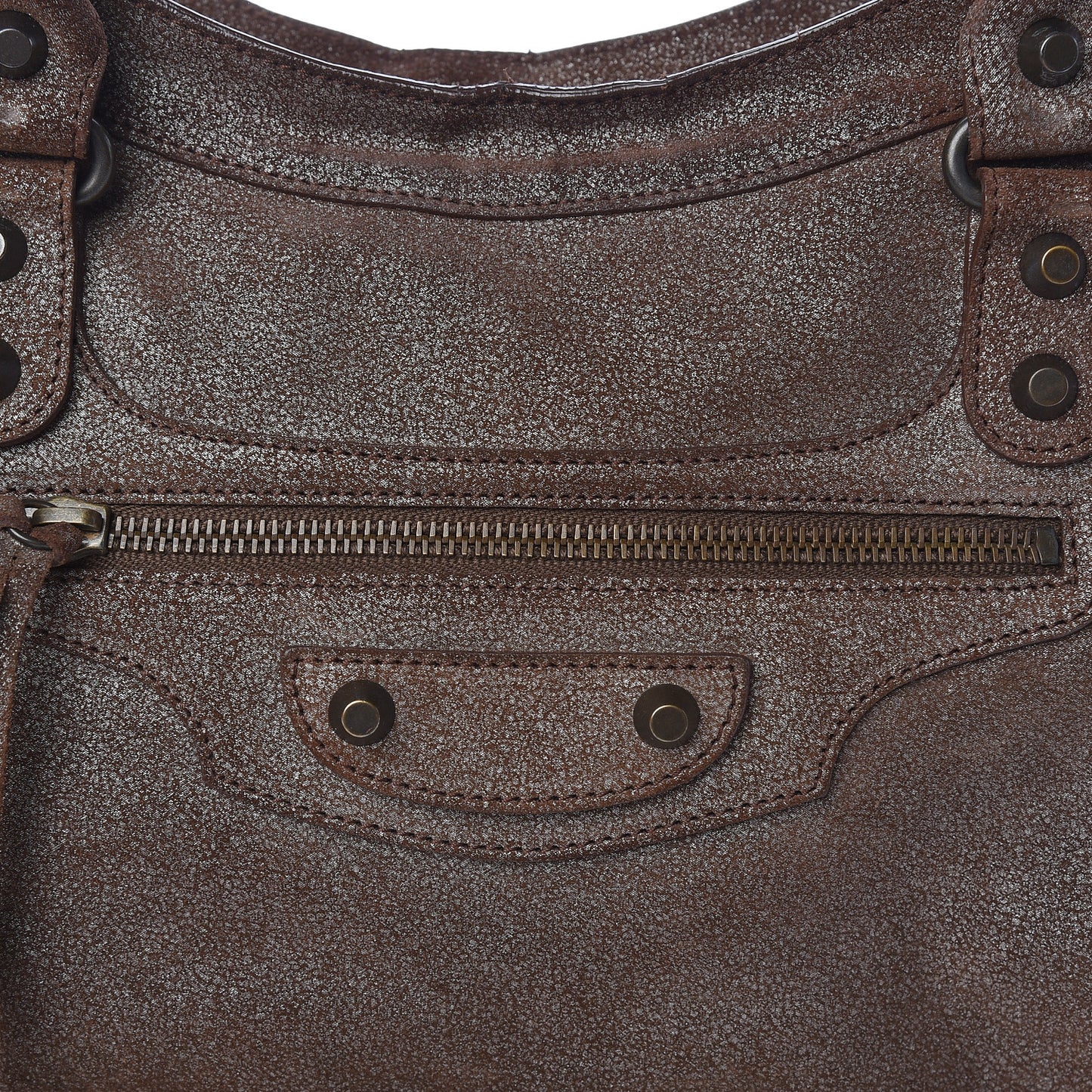 Metallic Craquele Calfskin Classic Hardware City Bronze