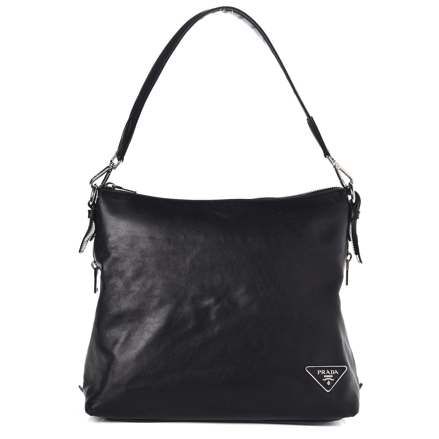 Soft Calf Side Zip Hobo Black