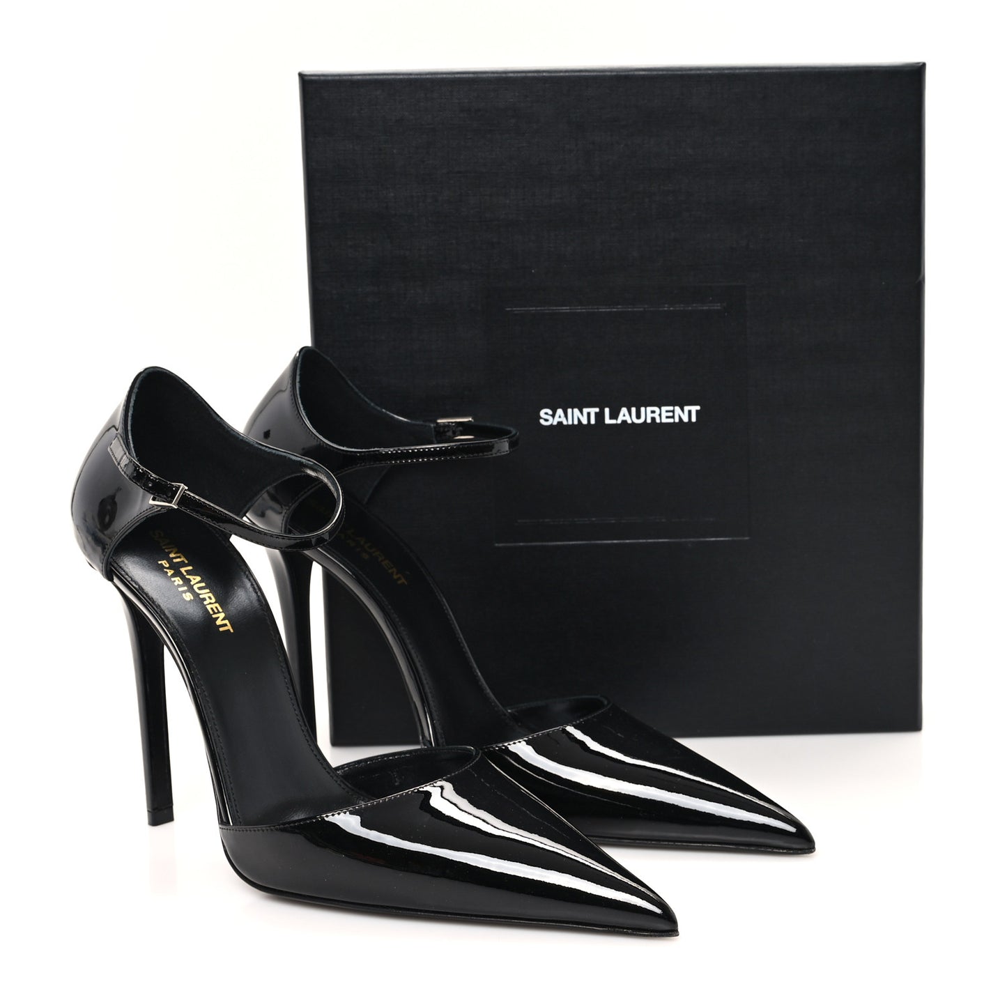 Patent Avenue 110 Ankle Strap Pointed Pumps 41 Black