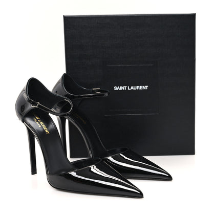 Saint Laurent Patent Avenue 110 Ankle Strap Pointed Pumps 41 Black 10 of 10