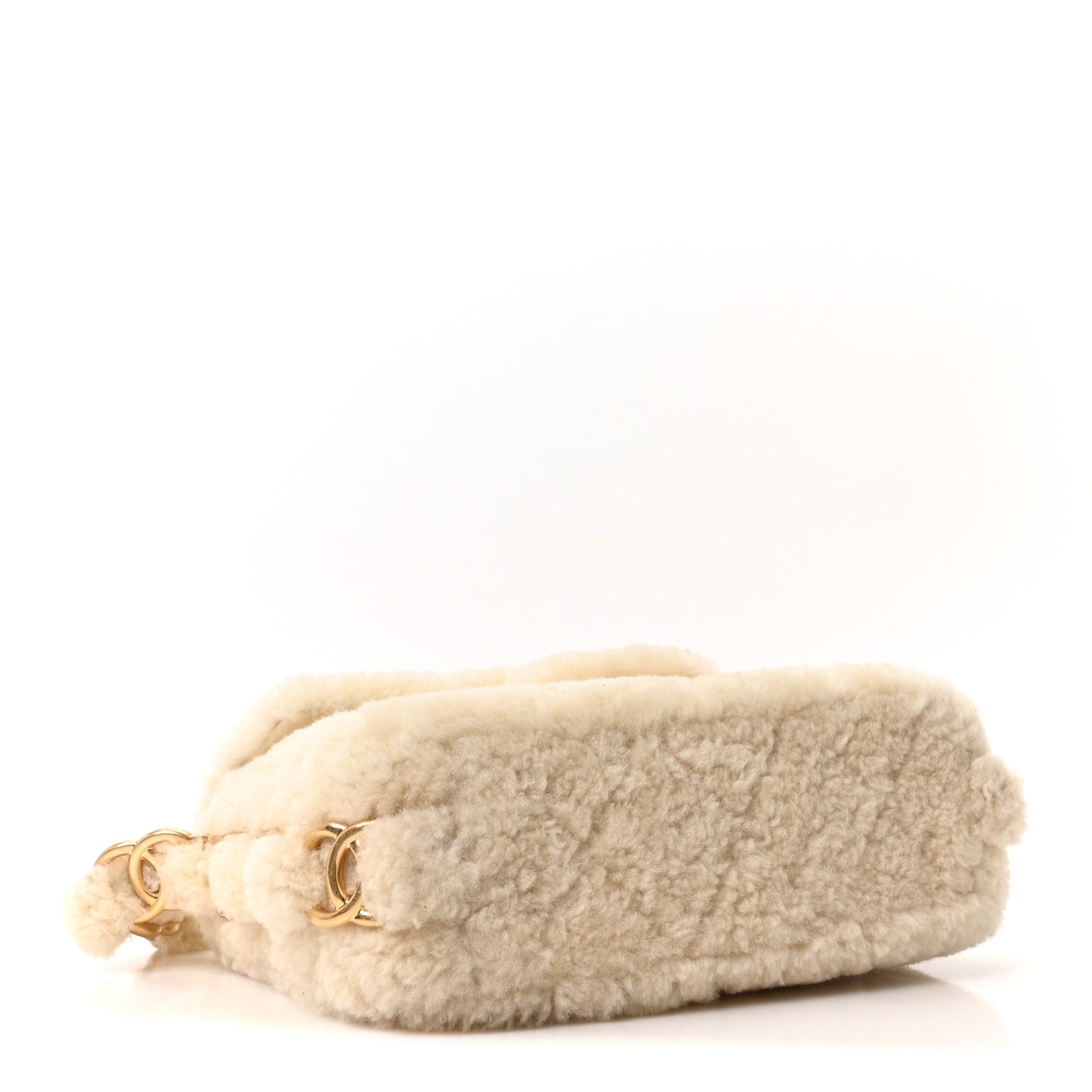 Shearling Lambskin Quilted Small CC Chain Flap Ecru