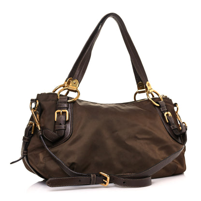 Prada Tessuto Nylon Vitello Daino Satchel Corinto 3 of 23