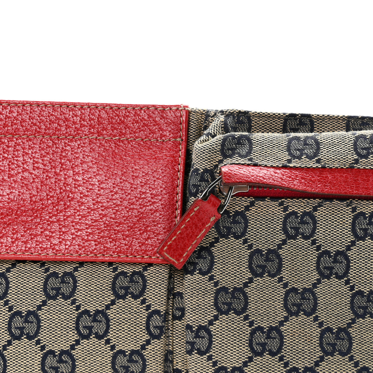 GG Monogram Web Double Pocket Belt Bag Navy Red