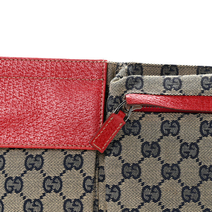 Gucci GG Monogram Web Double Pocket Belt Bag Navy Red 7 of 9