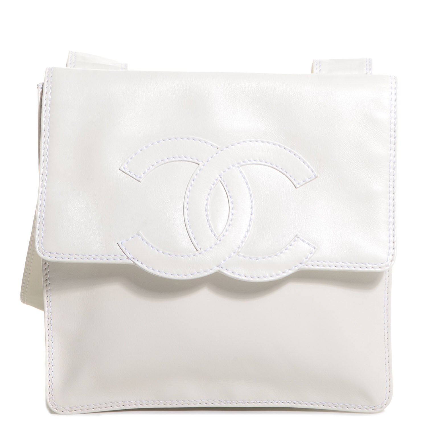 Chanel Lambskin CC Small Messenger Flap Bag White 1 of 7