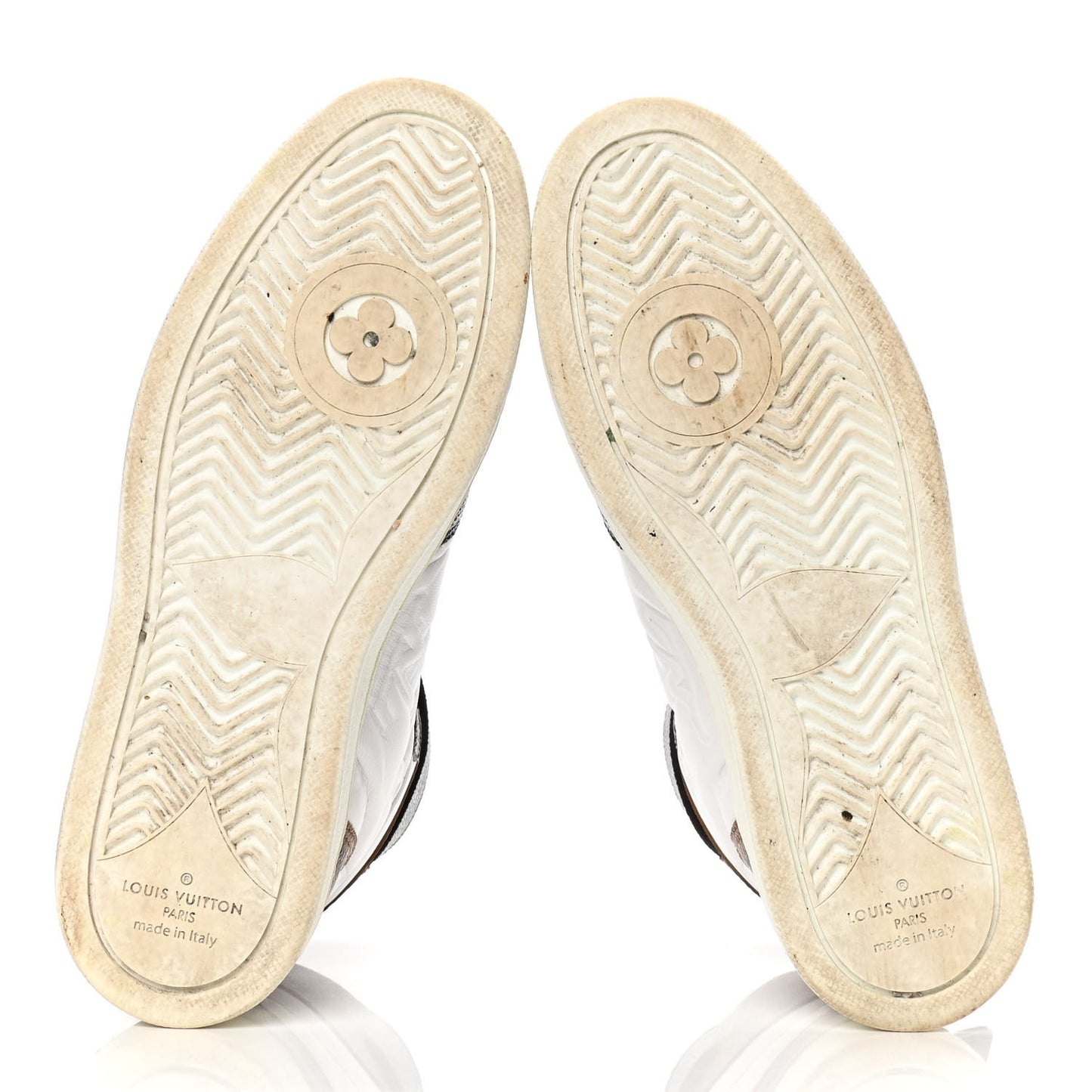 Calfskin Monogram Rivoli High Top Sneakers 36.5 White