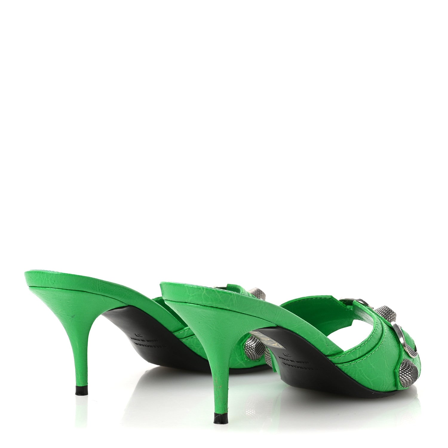 Balenciaga Agneau Arena Cagole 50mm Slide Sandals 37 Vivid Green 5 of 9