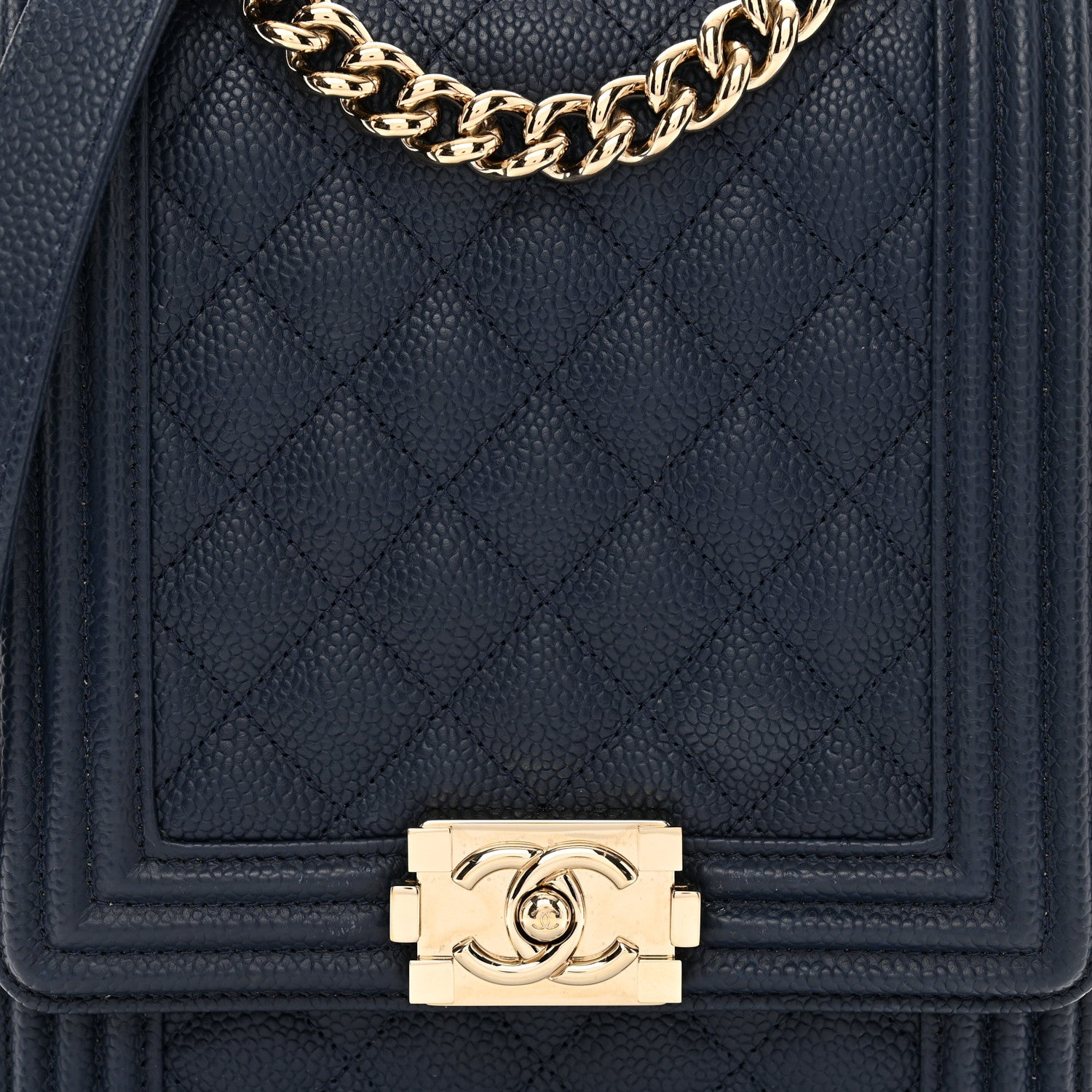 Chanel Caviar Quilted North South Boy Flap Blue 5 of 10