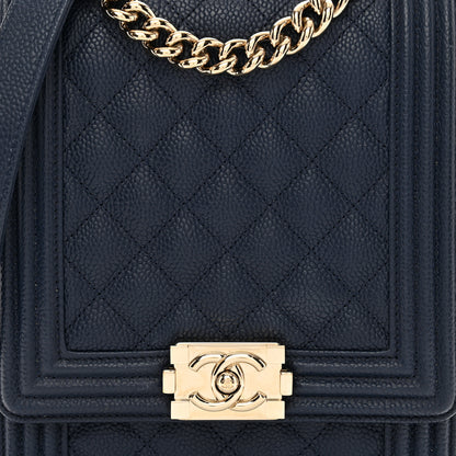 Chanel Caviar Quilted North South Boy Flap Blue 5 of 10
