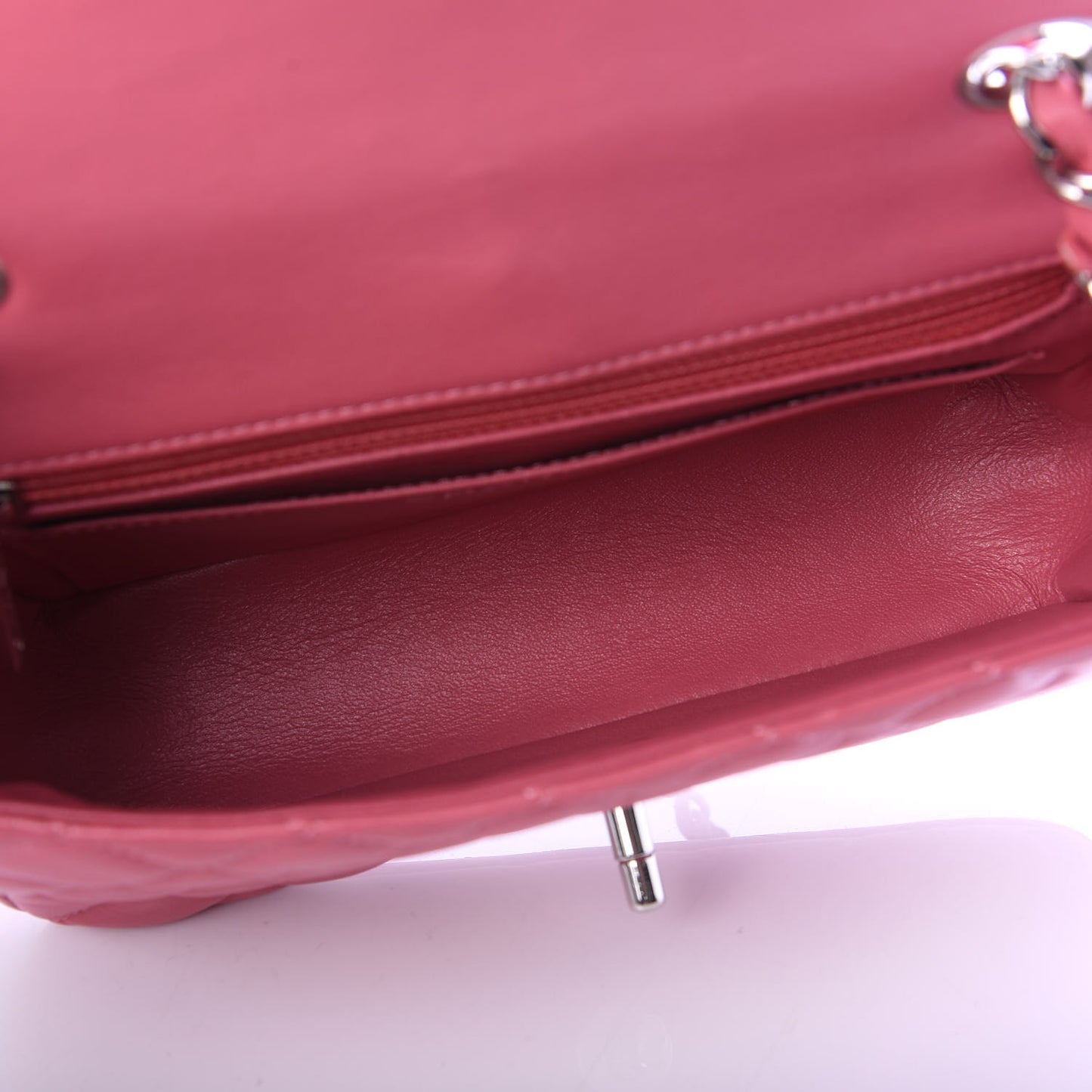 Lambskin Quilted Mini Rectangular Flap Pink