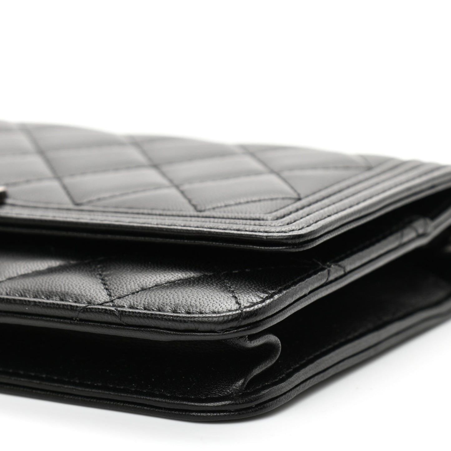 Lambskin Quilted Boy Wallet On Chain WOC Black