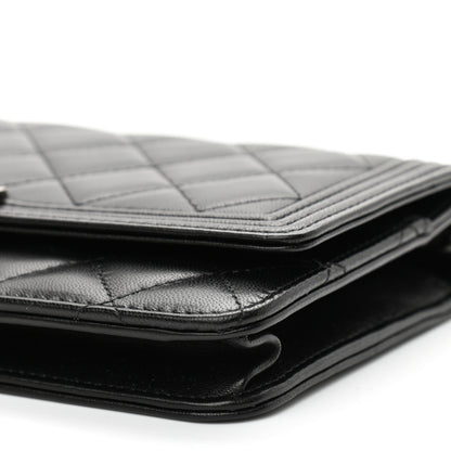 Chanel Lambskin Quilted Boy Wallet On Chain WOC Black 11 of 12