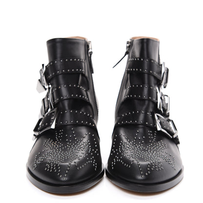 Chloe Nappa Sheepskin Studded Susanna Ankle Boots 37.5 Black 2 of 9