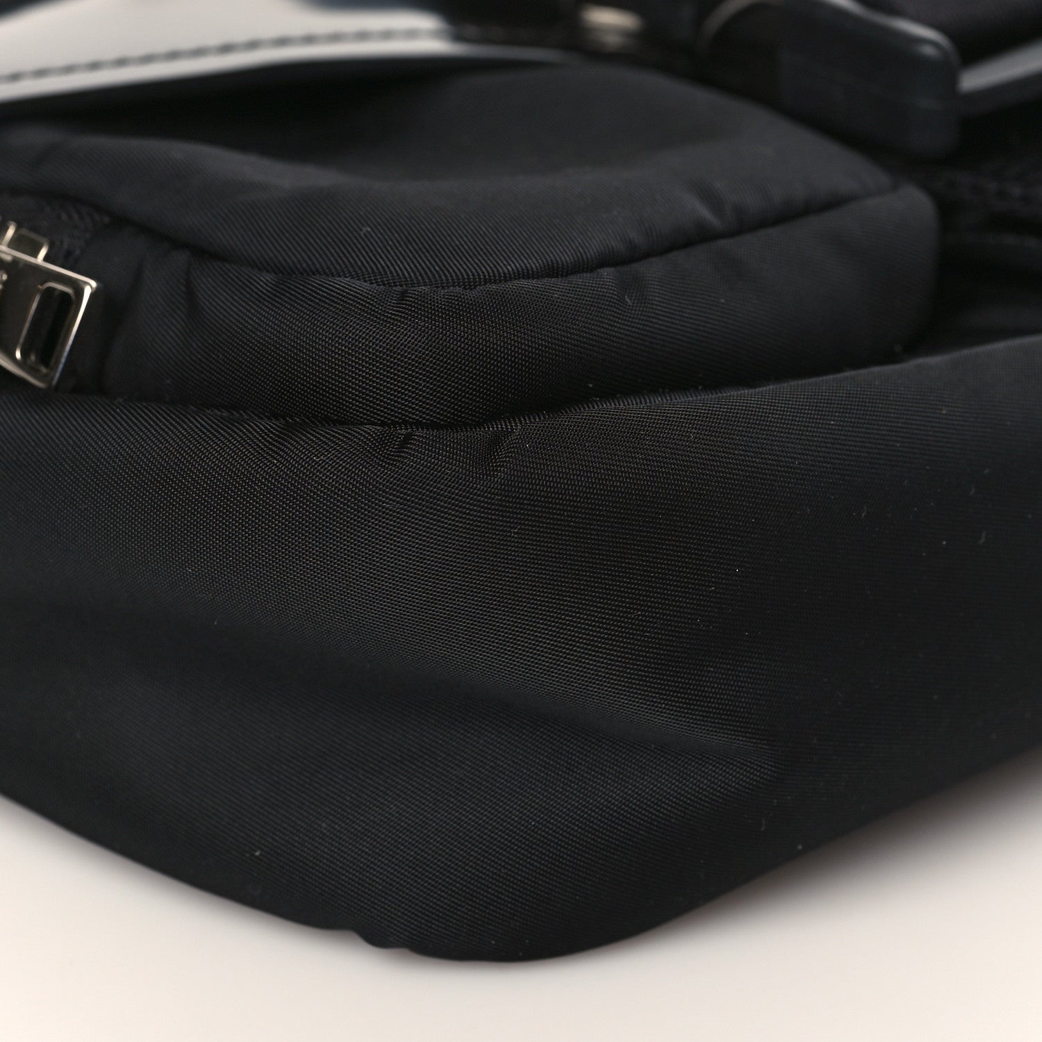 Prada Re-Nylon Spazzolato Double Pocket Buckle Shoulder Bag Black 8 of 9