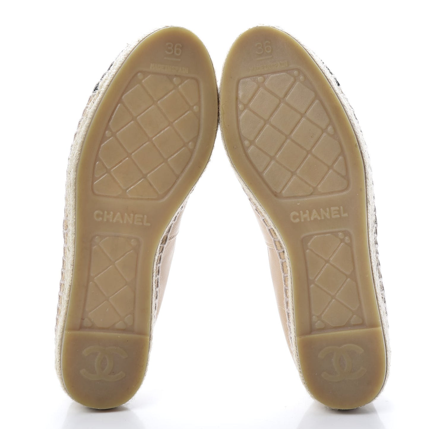 Lambskin CC Espadrilles 36 Beige Black