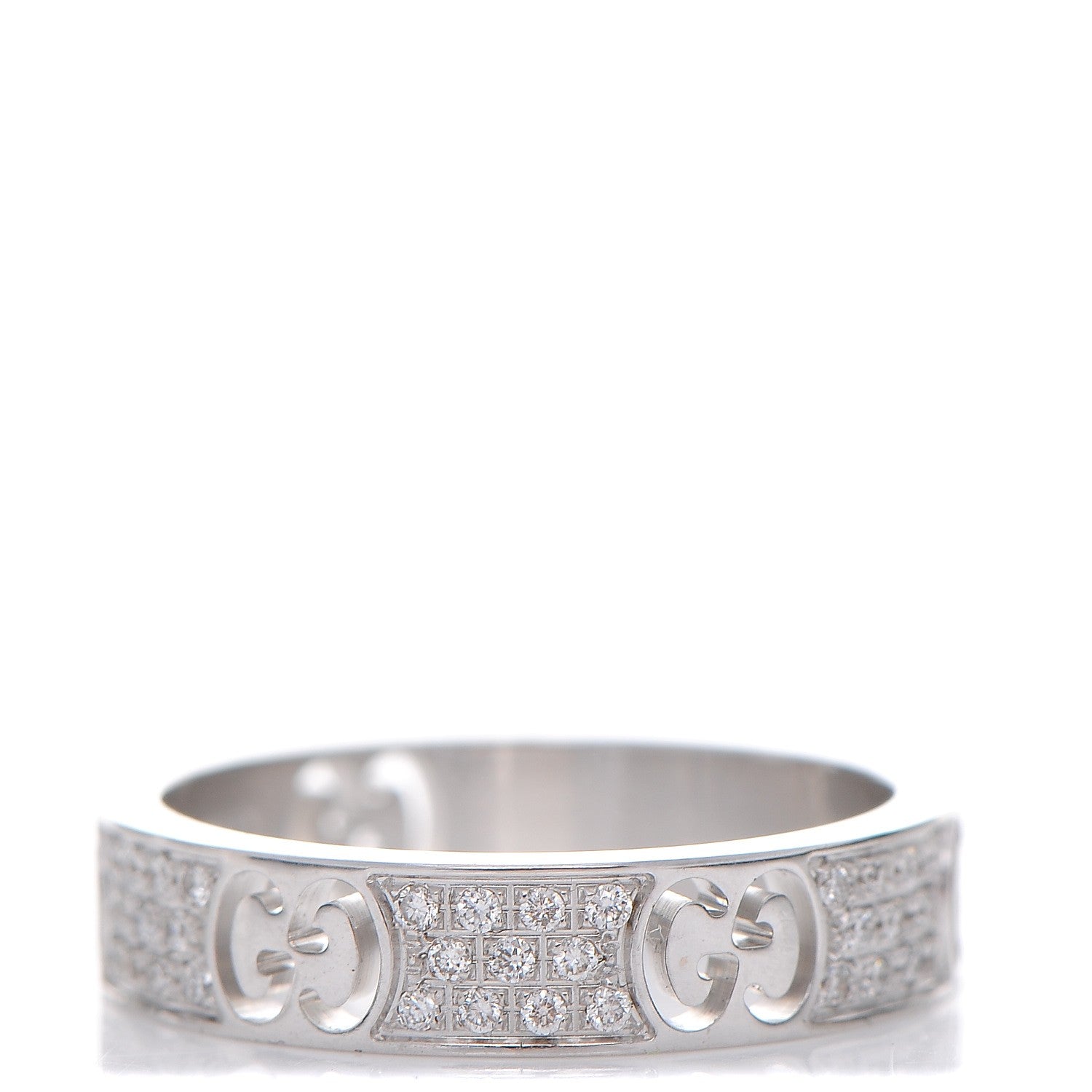 Gucci 18K White Gold Diamond Icon Stardust Ring 5.75 1 of 5