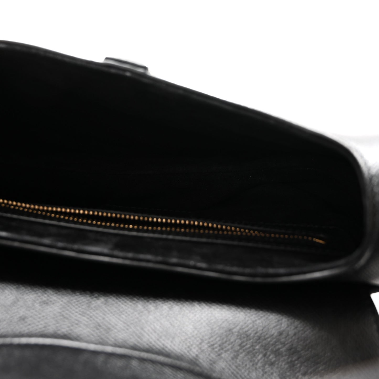 Grained Calfskin Saddle Bag With Strap Black