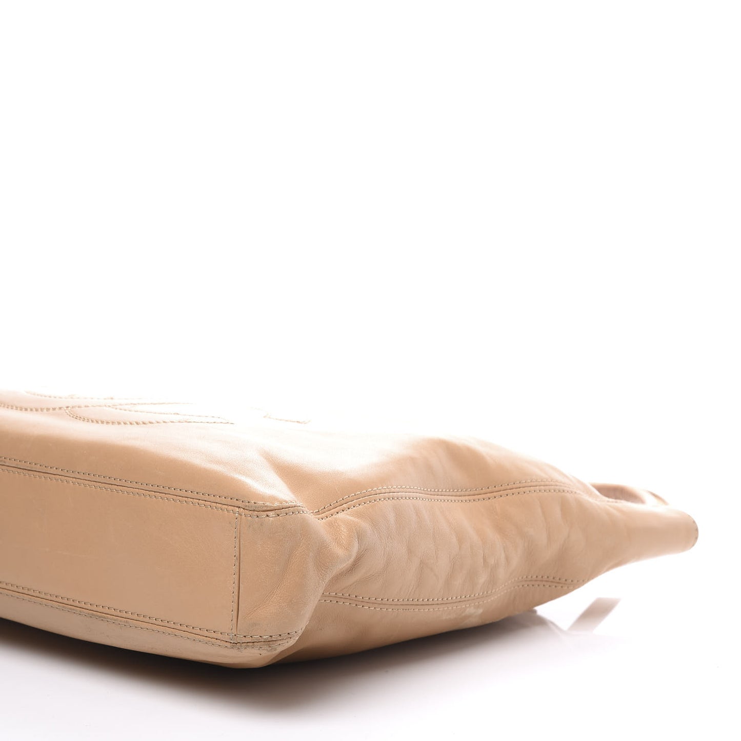 Lambskin CC Stitched Tote Beige
