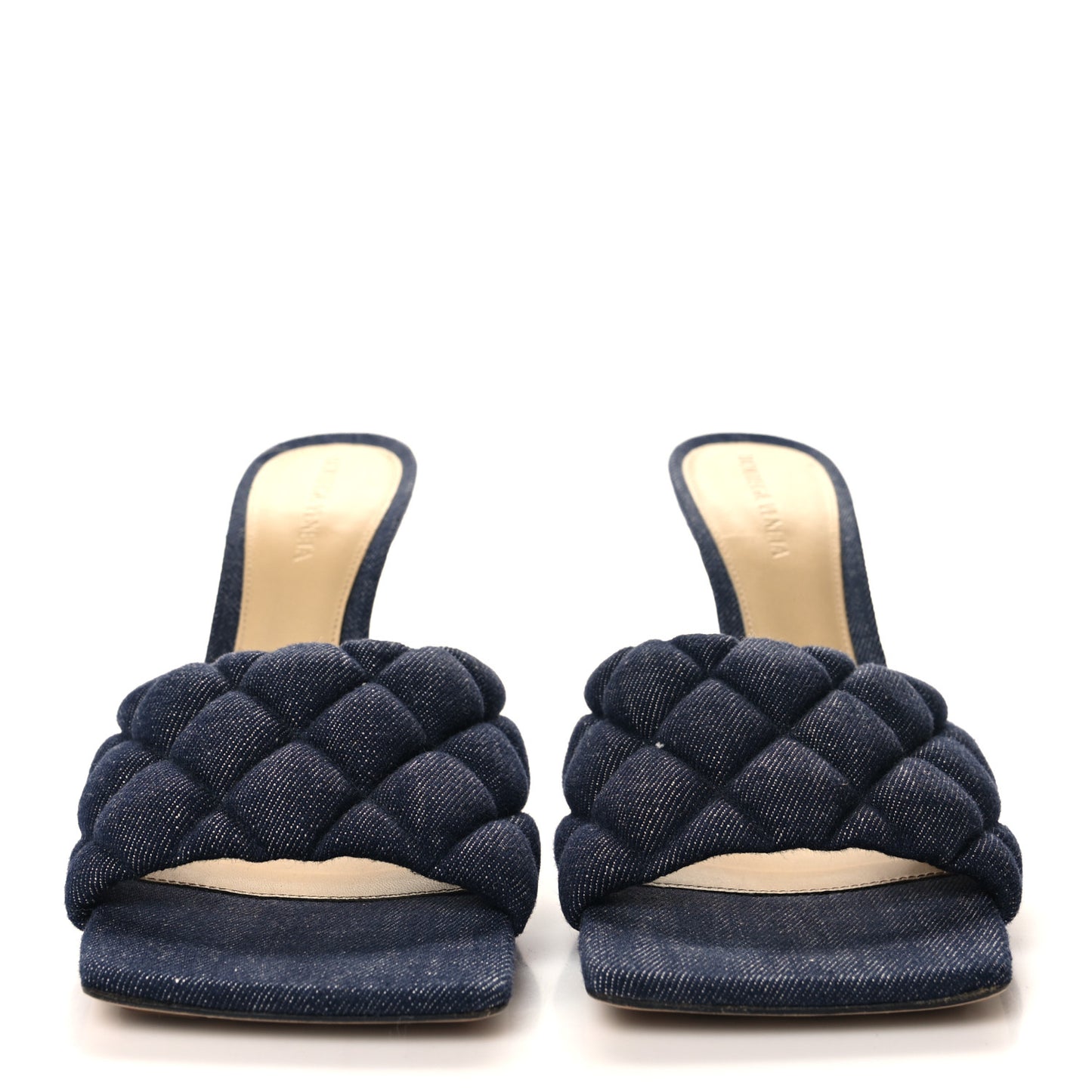 Denim Matelasse Padded Mule Sandals 39 Indigo
