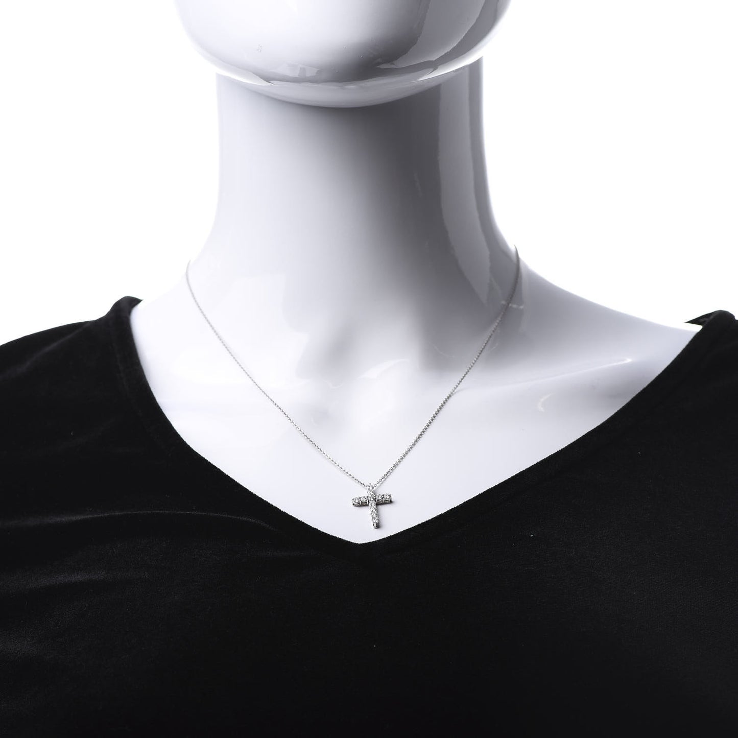 Platinum Diamond Small Cross Pendant Necklace