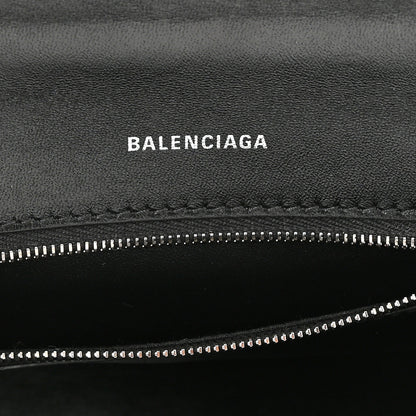 Balenciaga Coated Canvas BB Monogram Allover Logo Small Hourglass Top Handle Bag Black Grey White 6 of 9