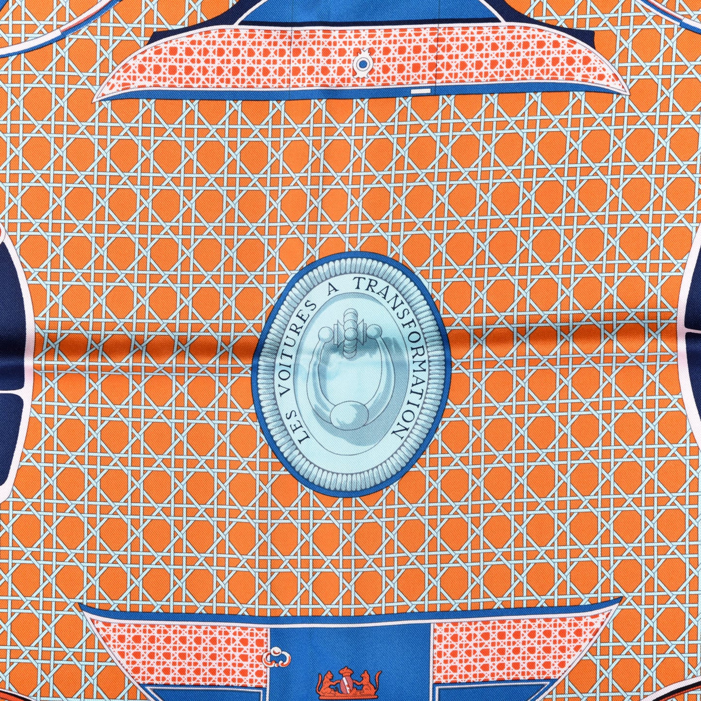 Silk Les Voitures A Transformation Scarf 90 Orange White Bleu