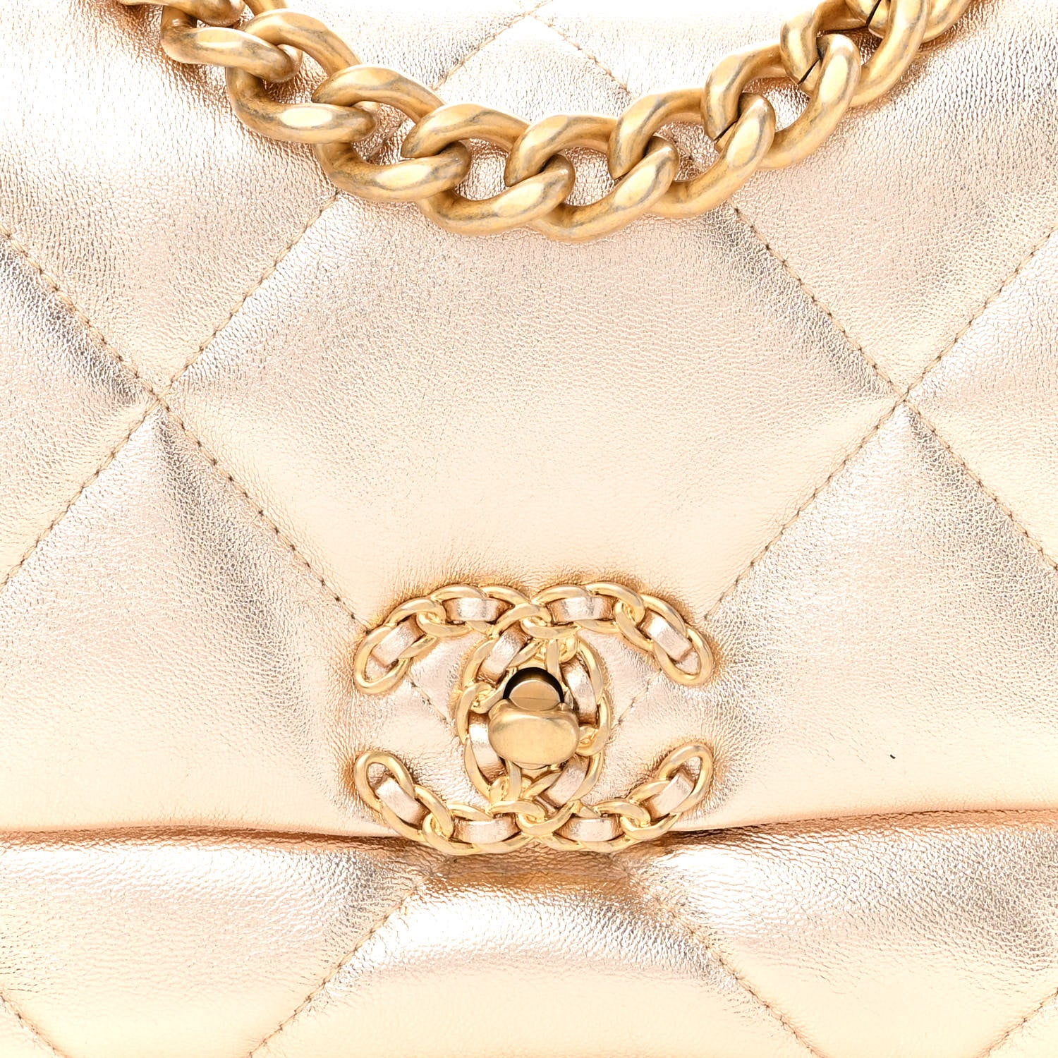 Chanel Metallic Lambskin Quilted Medium Chanel 19 Flap Gold 8 of 10