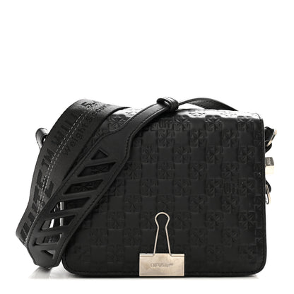 Off-White Embossed Mini Diag Binder Clip Bag Black 1 of 13