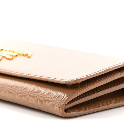 Prada Vitello Move Metal Oro Chain Wallet Caramel 10 of 10