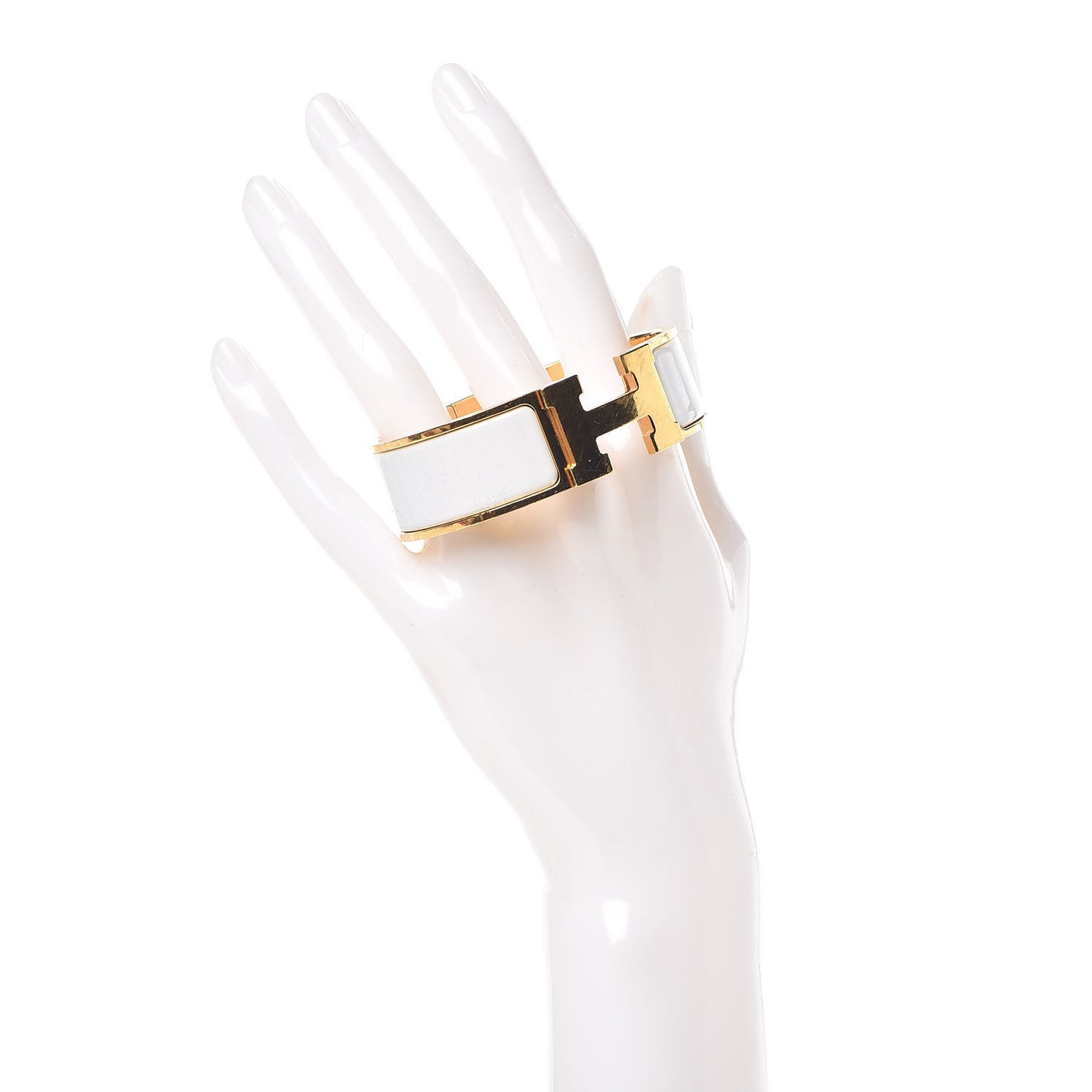 Enamel Wide Clic Clac H Bracelet GM White
