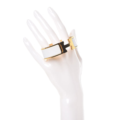 Hermes Enamel Wide Clic Clac H Bracelet GM White 2 of 5