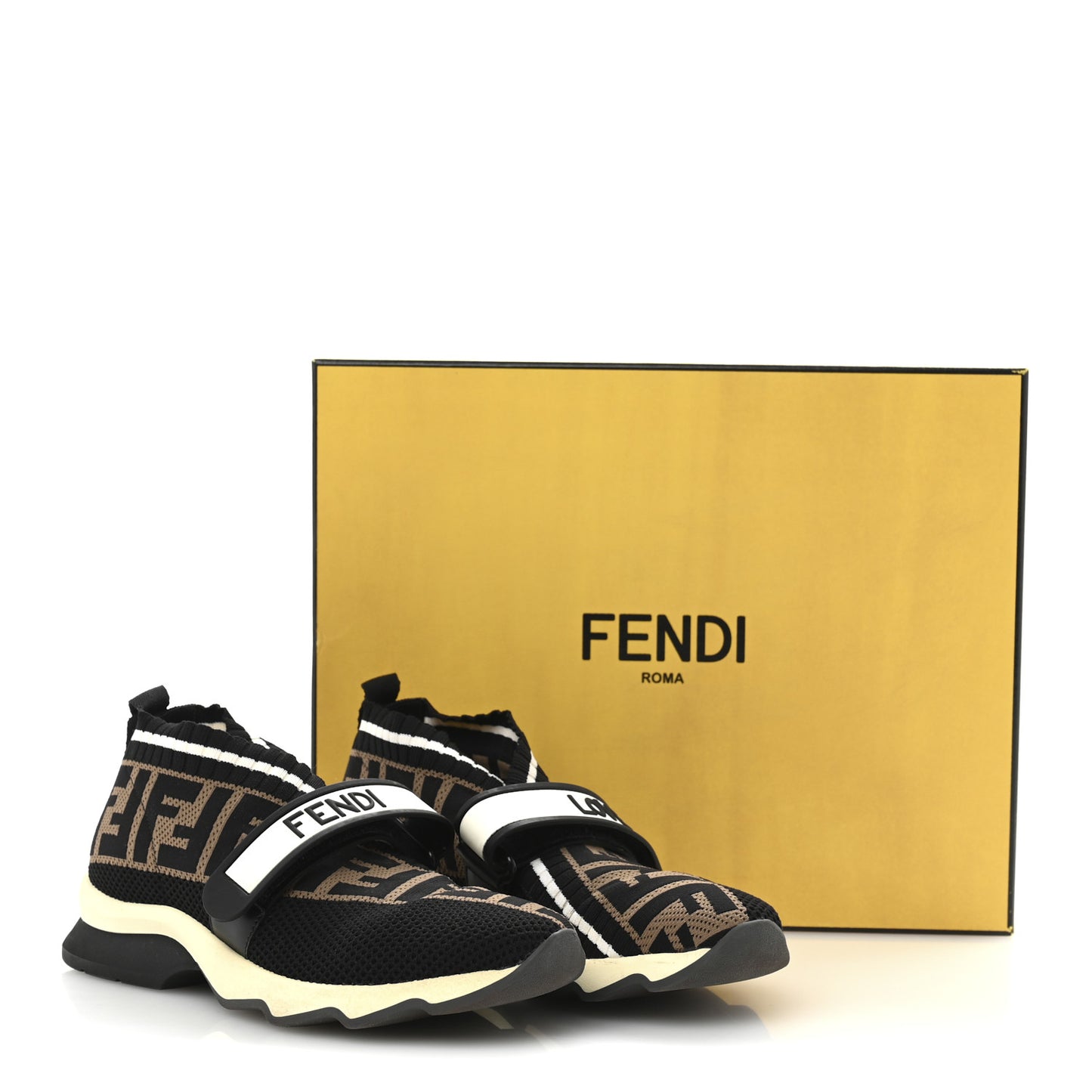 Stretch Yarn FF Stiff Band Rockoko Sneakers 35 Black White Tobacco