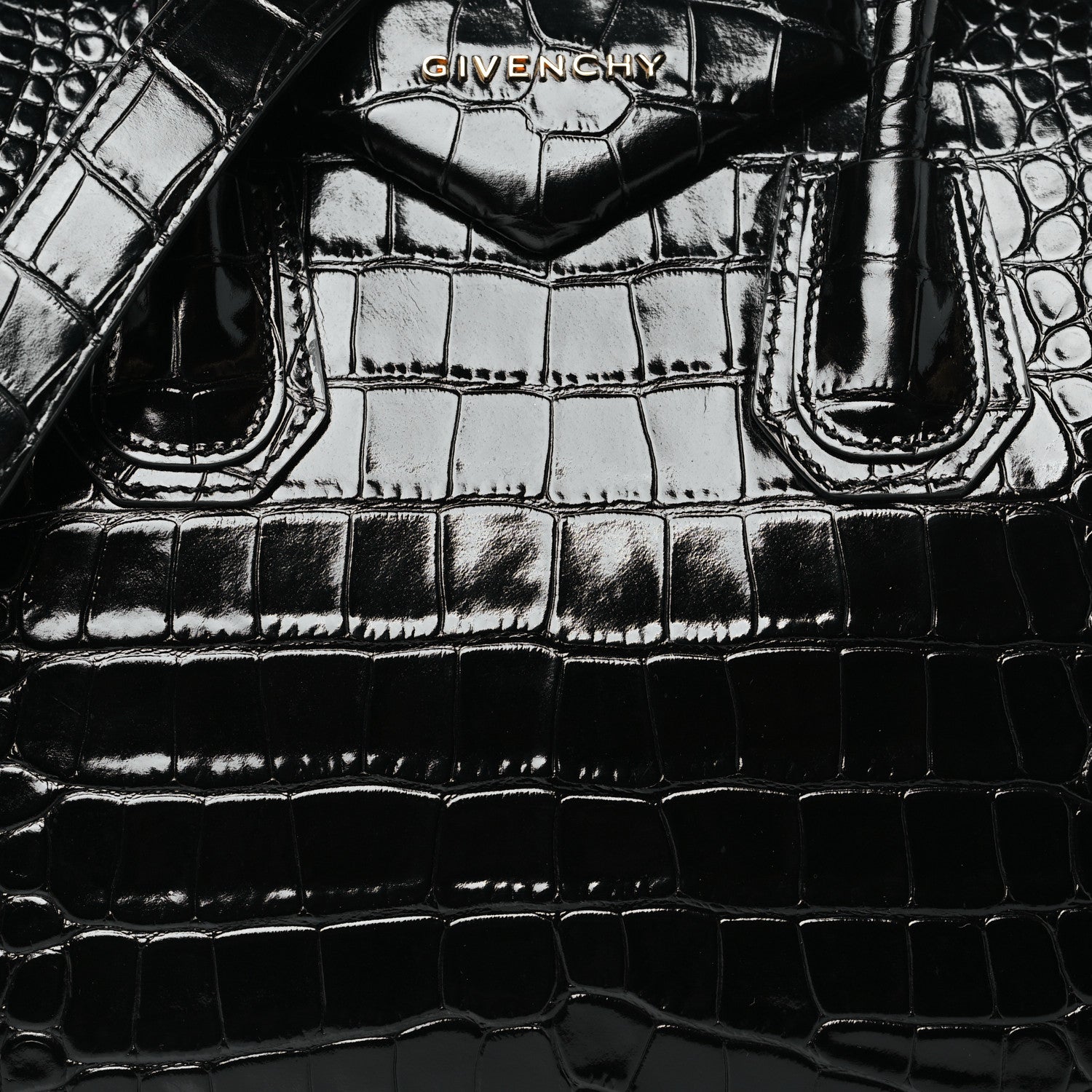Givenchy Calfskin Crocodile Embossed Small Antigona Black 8 of 10
